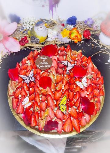 Tarte fraises thème Origami